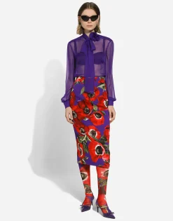 Chiffon shirt with flower detail