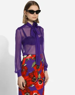 Chiffon shirt with flower detail