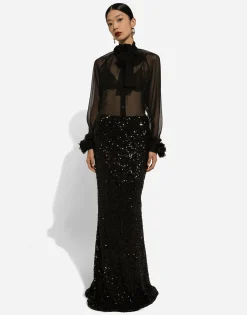 Chiffon shirt with flower details