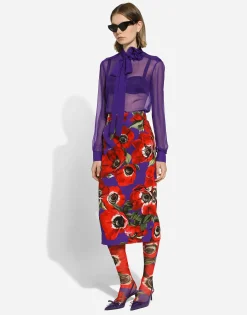 Chiffon shirt with flower detail