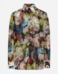 Chiffon shirt with nocturnal flower print