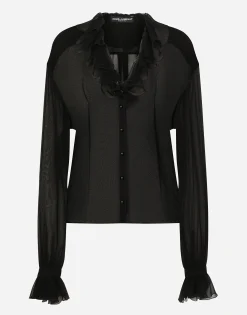 Chiffon shirt with ruches