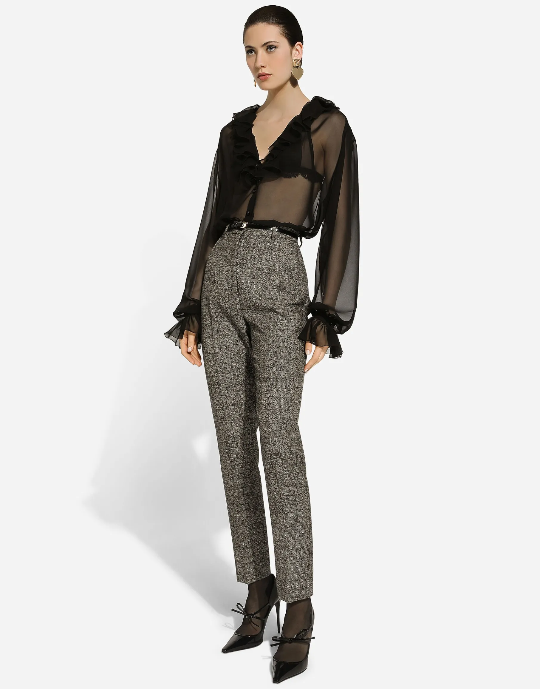 Chiffon shirt with ruches