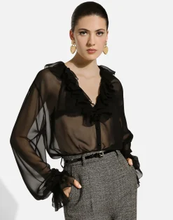 Chiffon shirt with ruches