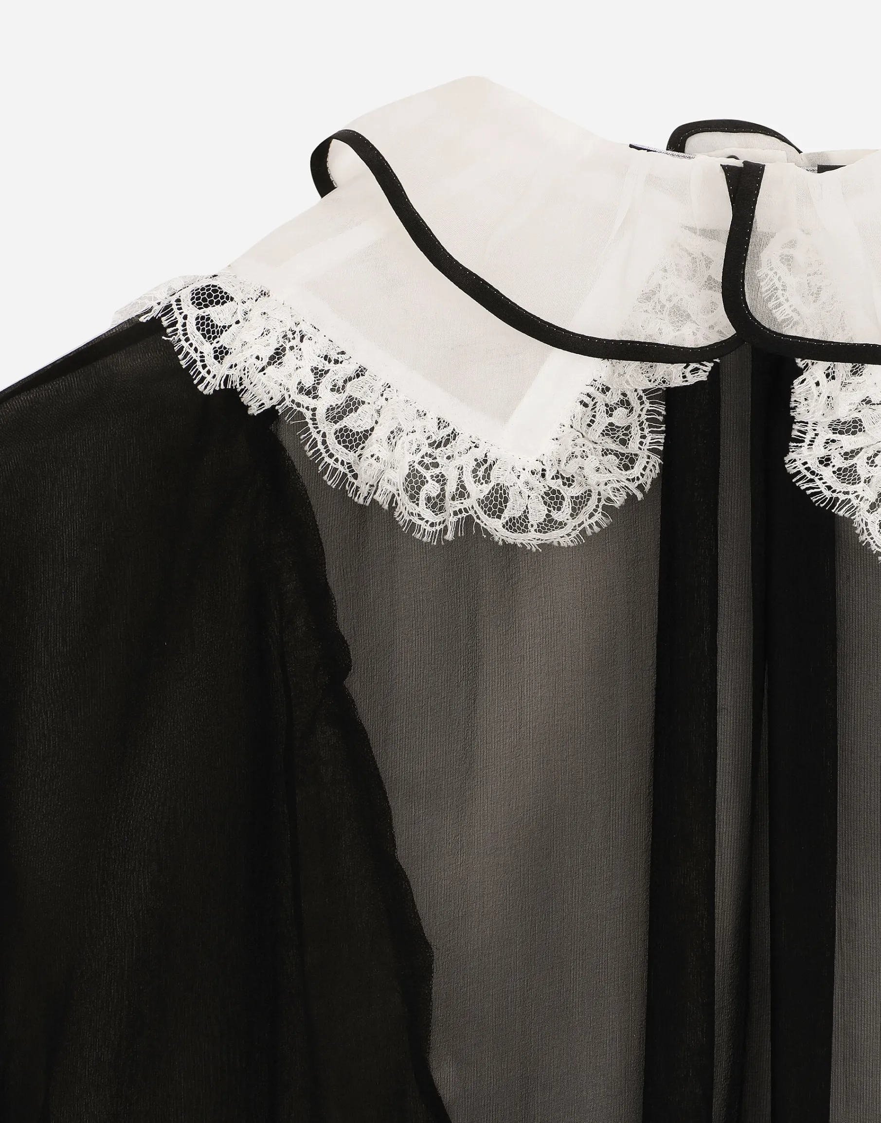 Chiffon shirt with shirt front and organza cuffs