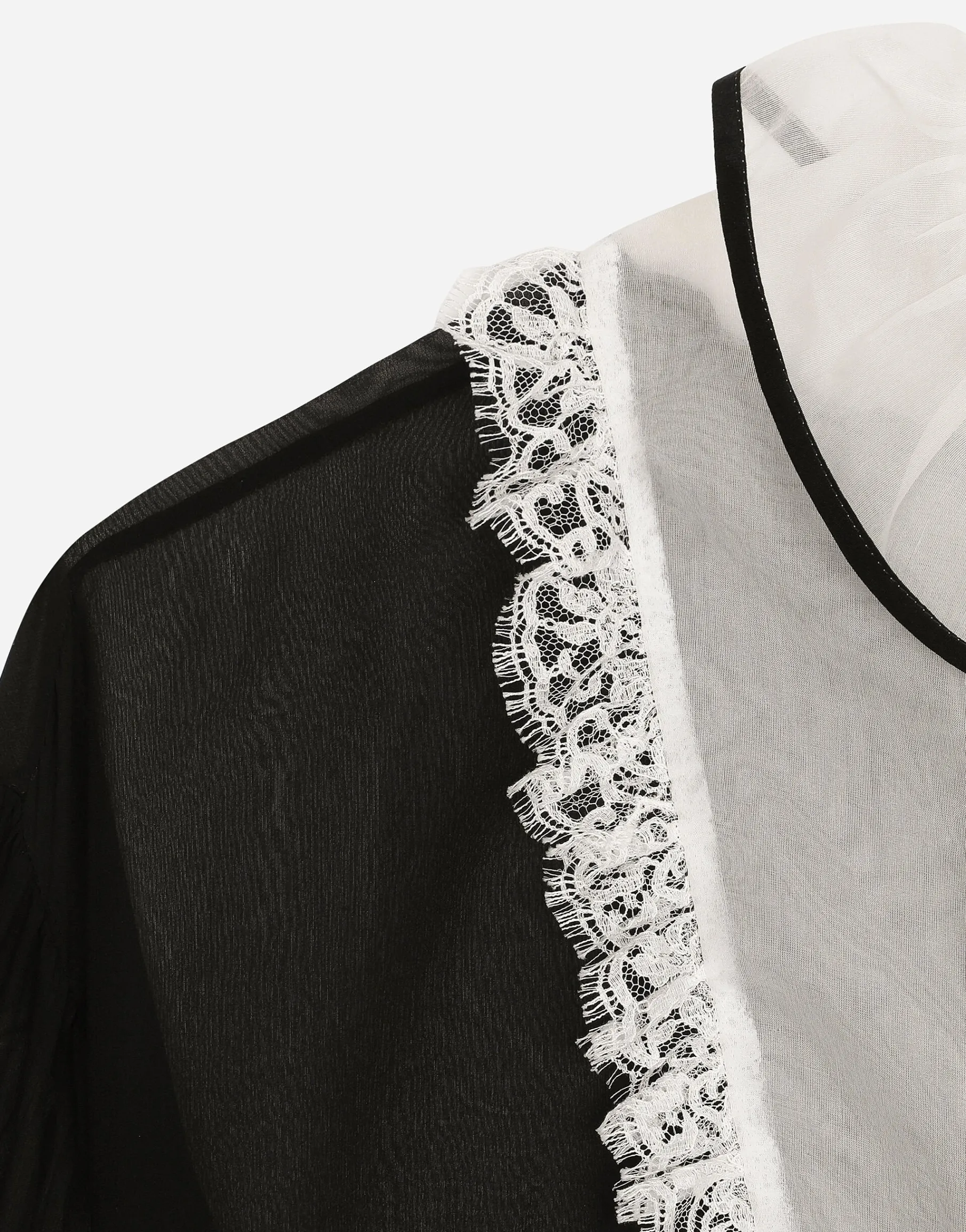 Chiffon shirt with shirt front and organza cuffs