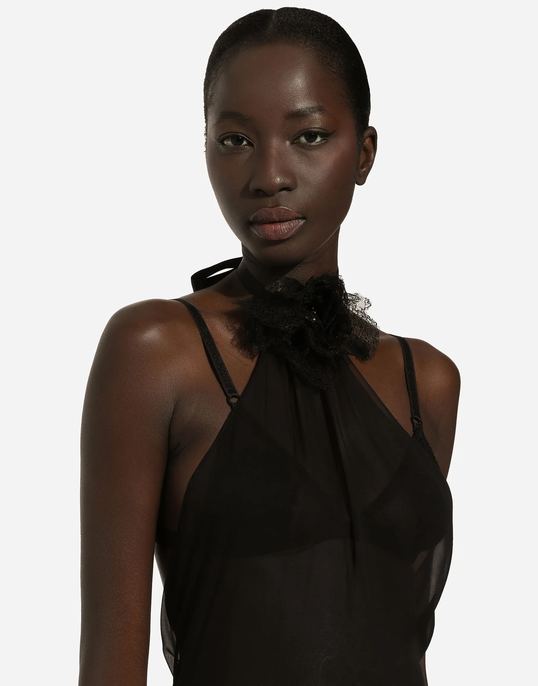 Chiffon top with flower on neck