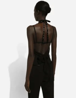 Chiffon top with flower on neck