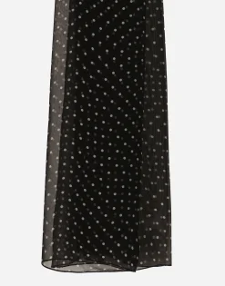 Chiffon top with polka-dot print and scarf detail