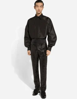 Classic tuxedo pants with sequins