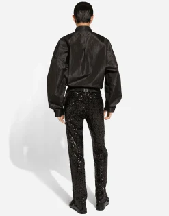 Classic tuxedo pants with sequins