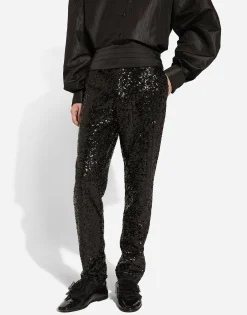 Classic tuxedo pants with sequins