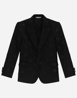 Classic wool two-button Sicilia-fit jacket with all-over fusible-rhinestone logo