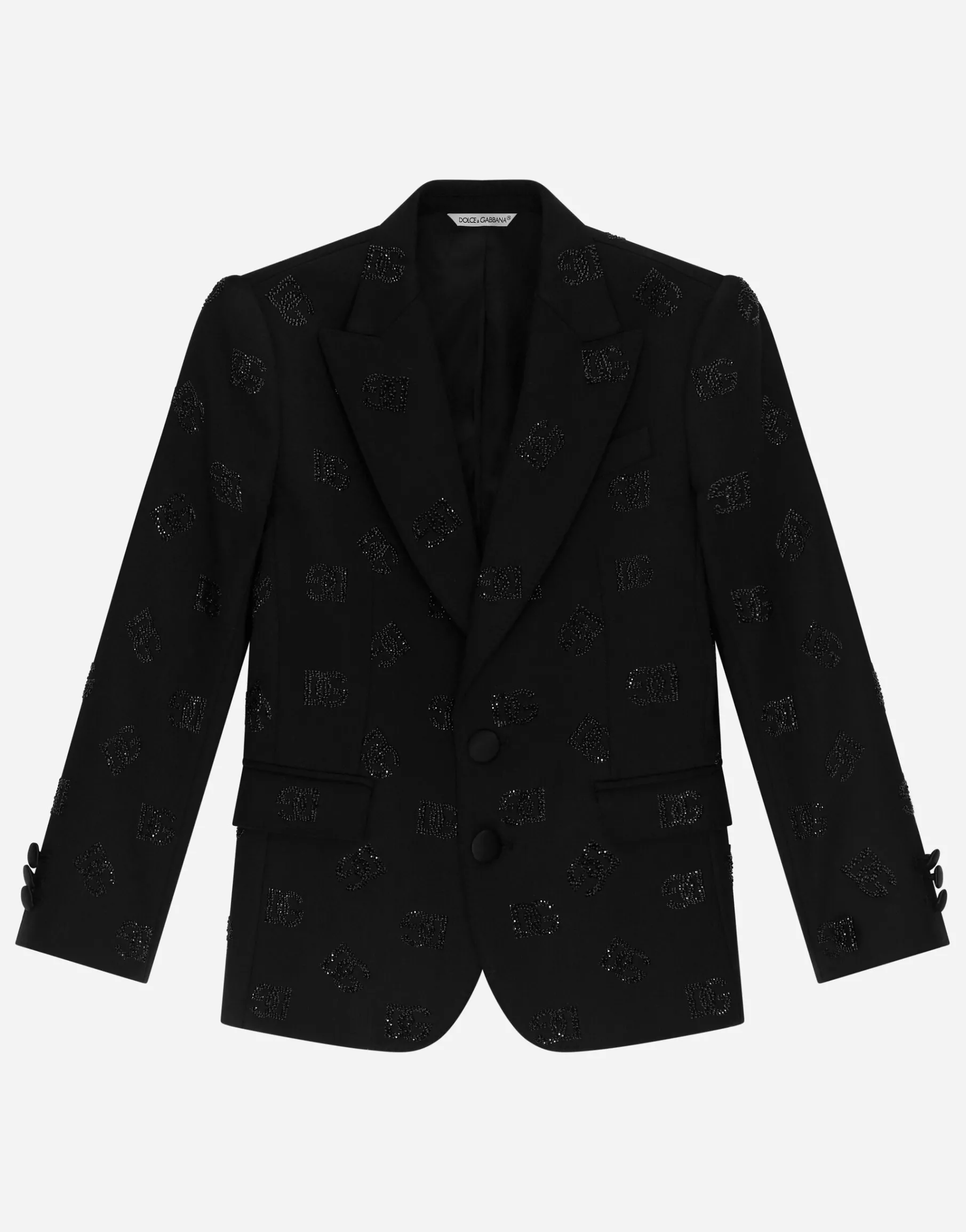 Classic wool two-button Sicilia-fit jacket with all-over fusible-rhinestone logo