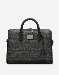 Coated jacquard briefcase