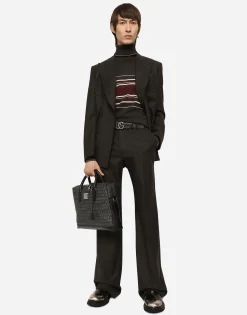 Coated jacquard briefcase