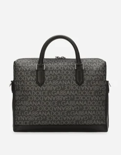 Coated jacquard briefcase