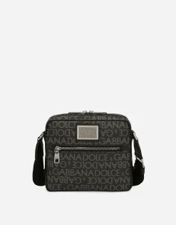 Coated jacquard crossbody bag