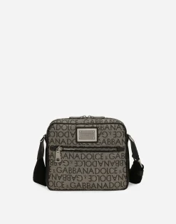 Coated jacquard crossbody bag