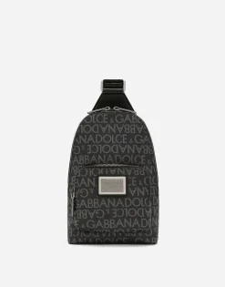 Coated jacquard crossbody backpack