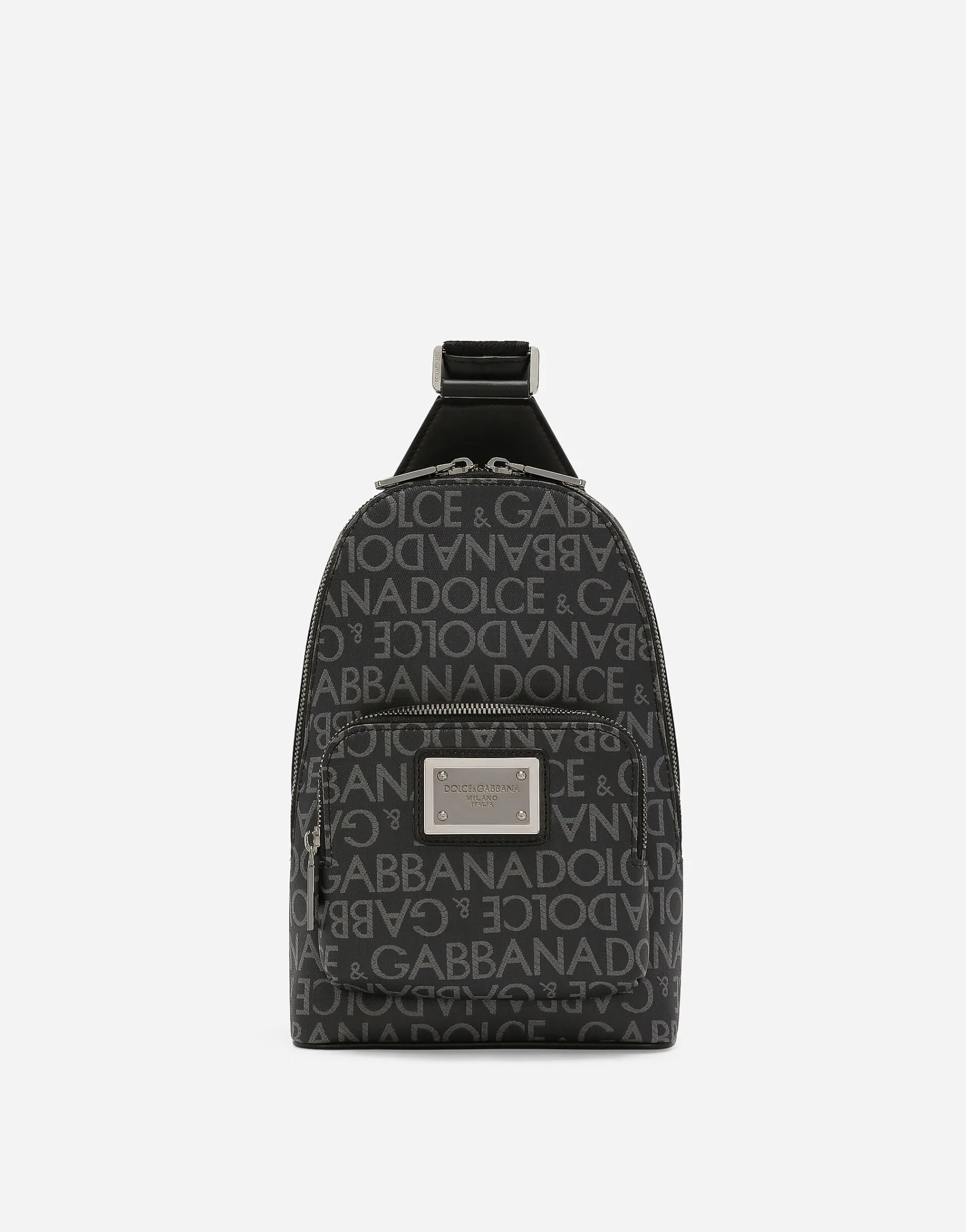 Coated jacquard crossbody backpack