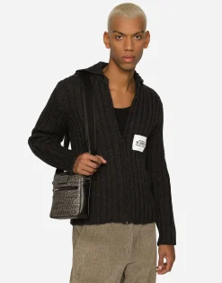 Coated jacquard crossbody bag