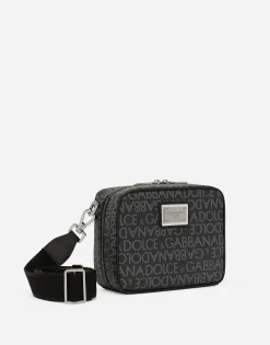 Coated jacquard crossbody bag