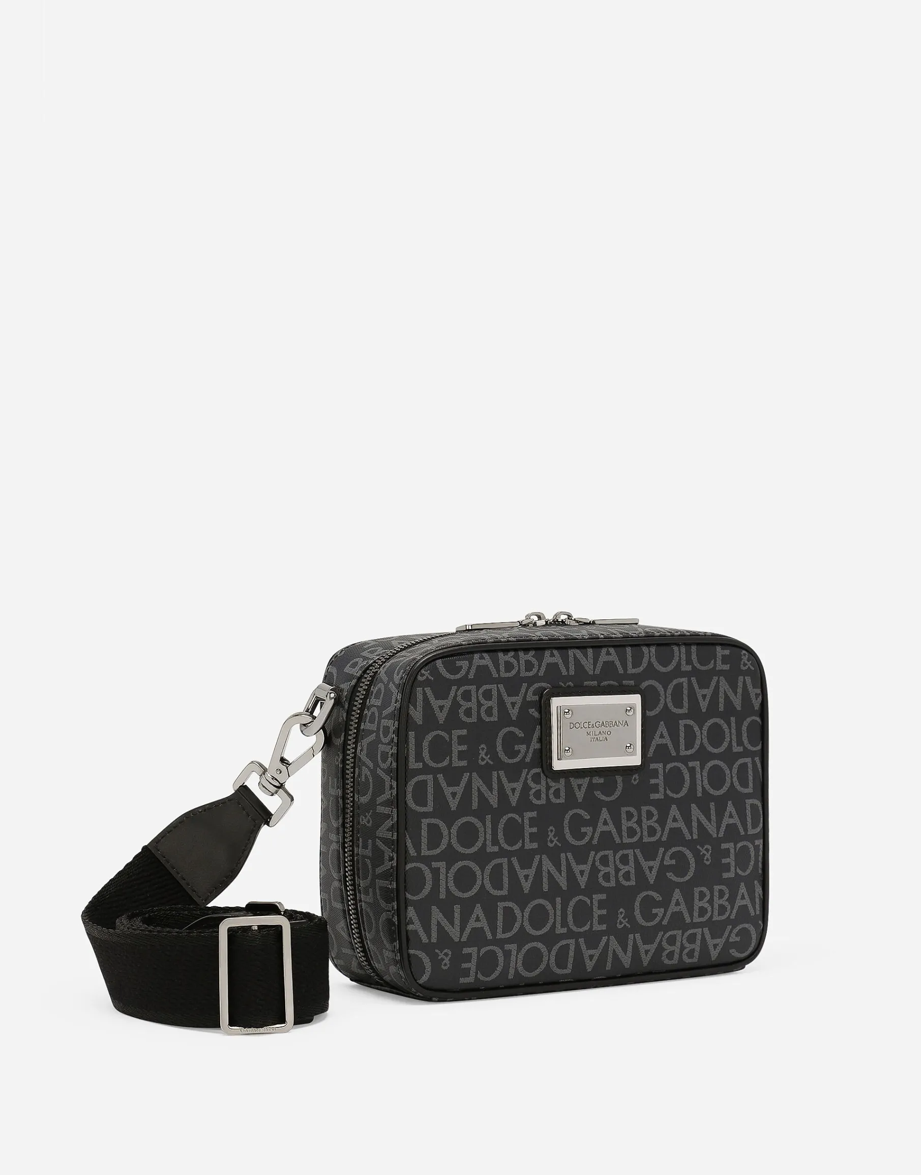 Coated jacquard crossbody bag