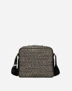Coated jacquard crossbody bag