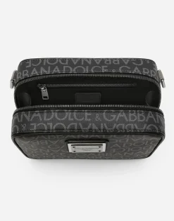 Coated jacquard crossbody bag