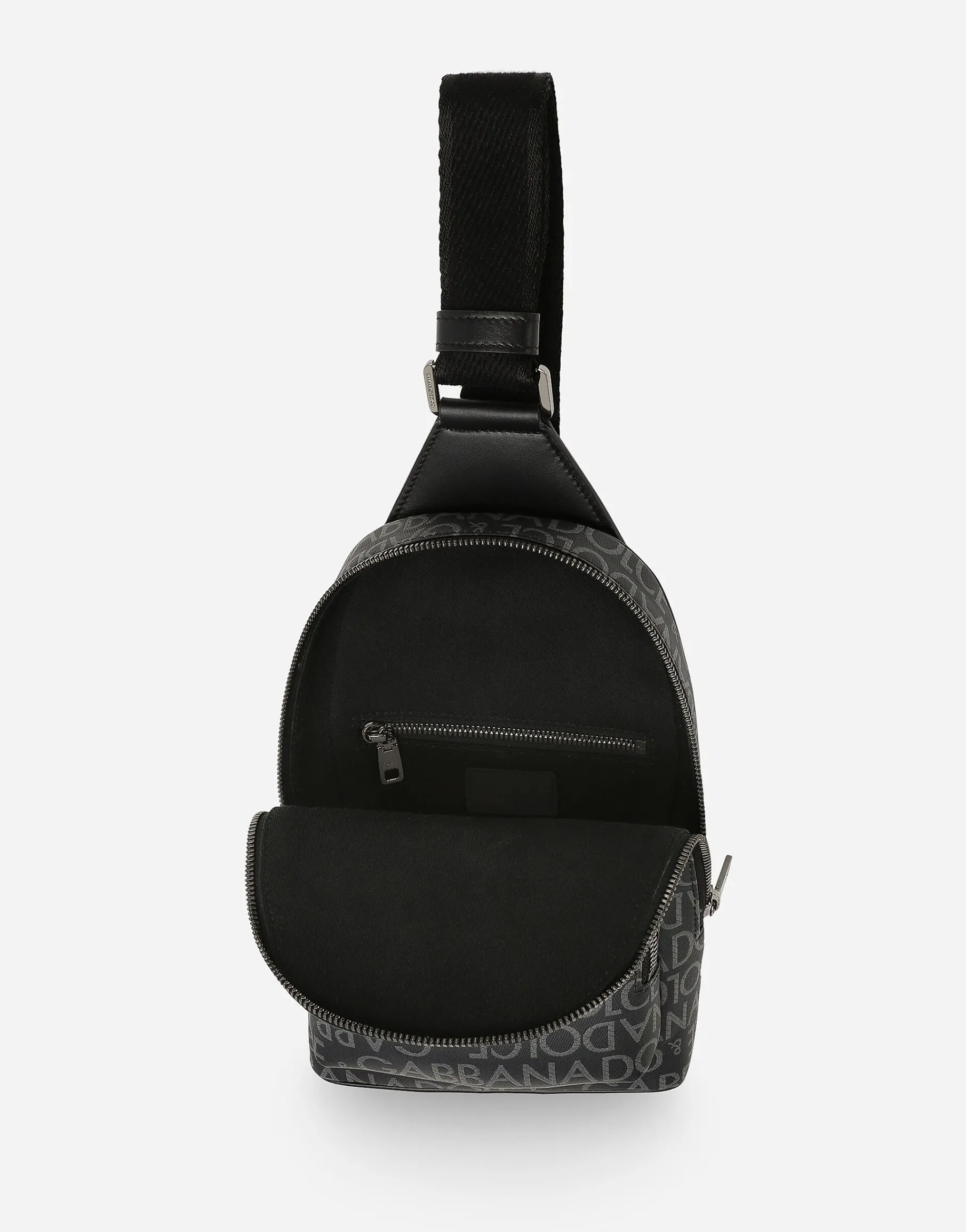 Coated jacquard crossbody backpack