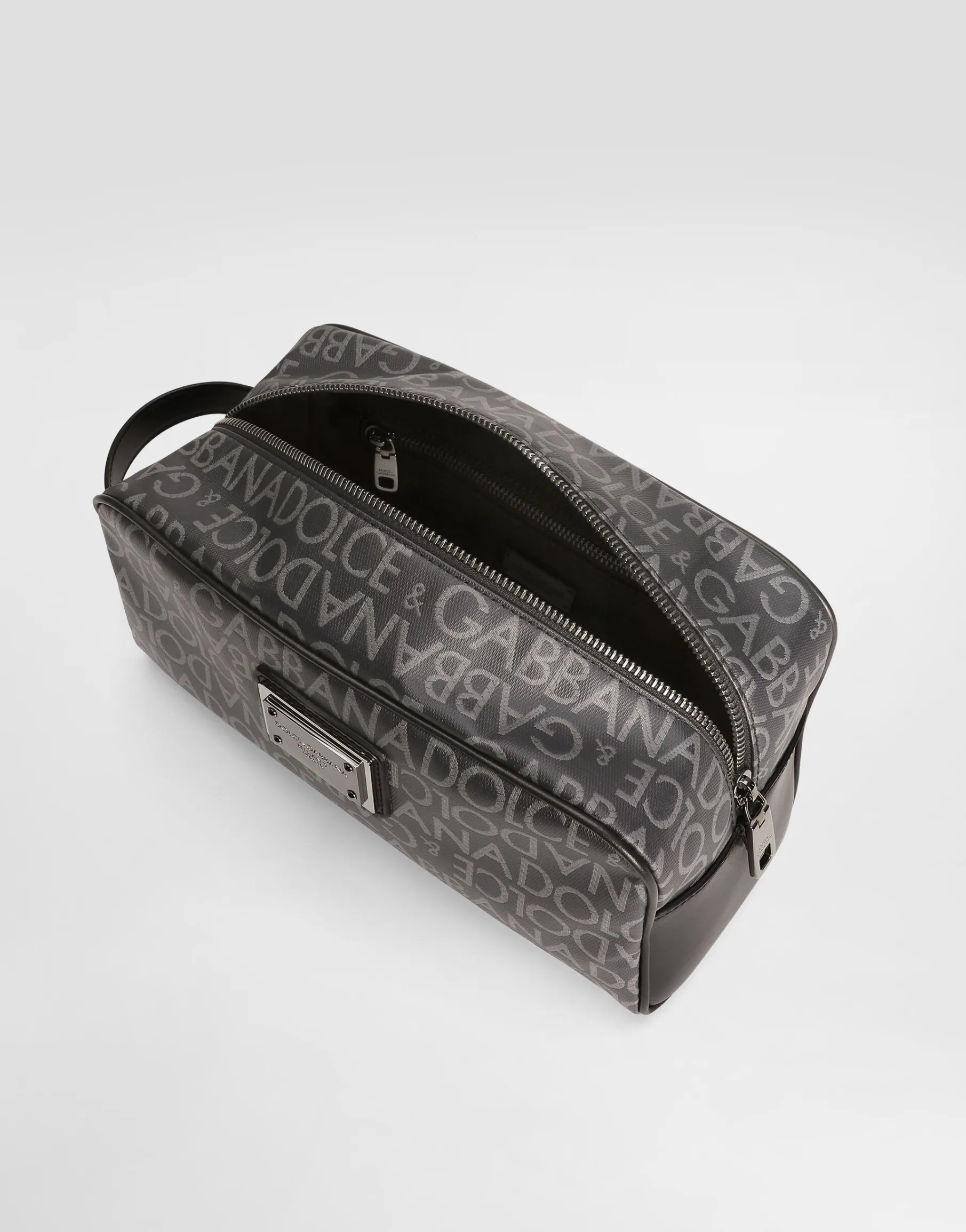 Coated jacquard toiletry bag