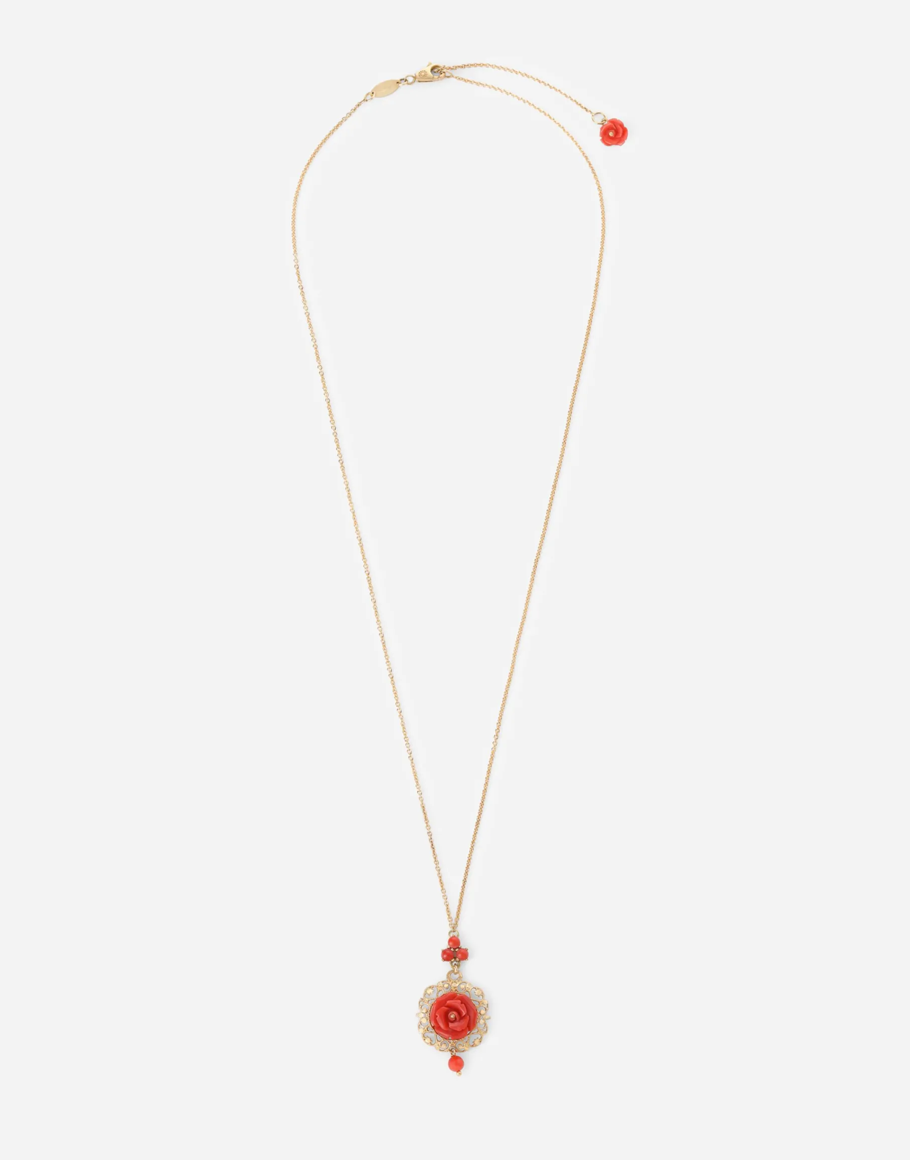 Coral pendant in yellow 18kt gold and coral rose