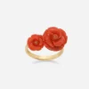Coral ring in yellow 18kt gold with coral rose