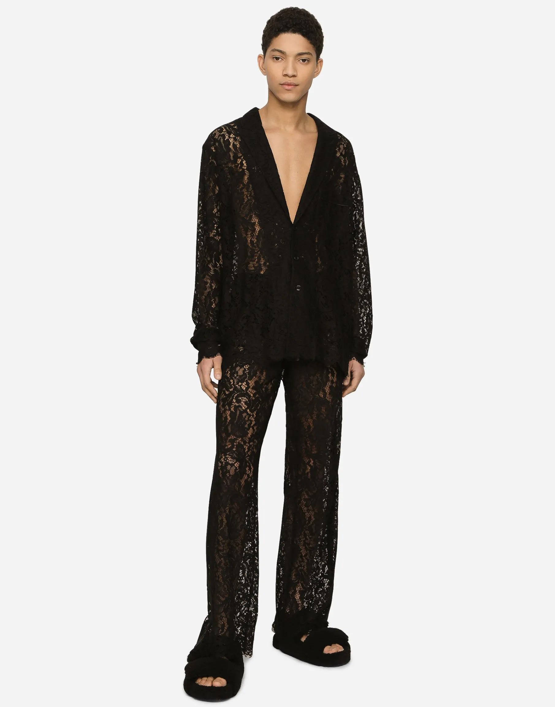 Cordonetto lace jogging pants