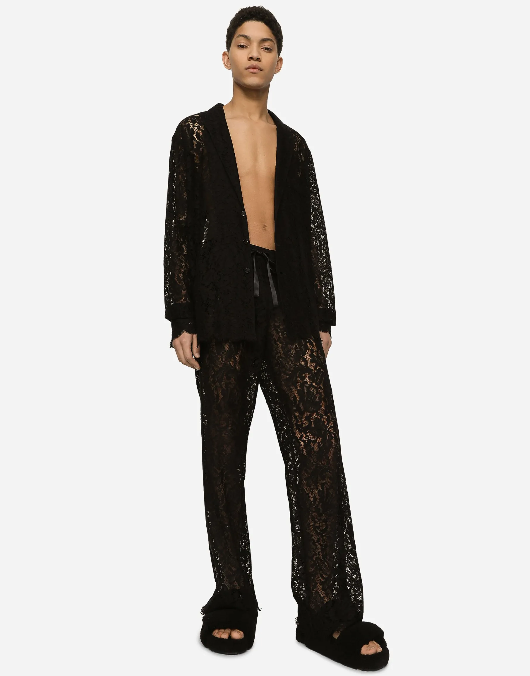 Cordonetto lace jogging pants