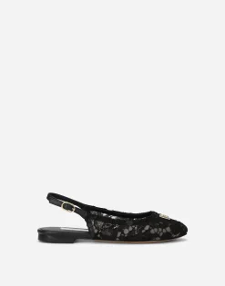 Cordonetto lace slingbacks with DG logo