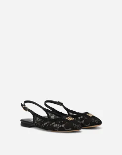 Cordonetto lace slingbacks with DG logo
