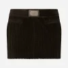 Corduroy miniskirt with logo tag