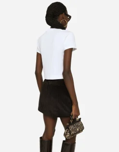 Corduroy miniskirt with logo tag