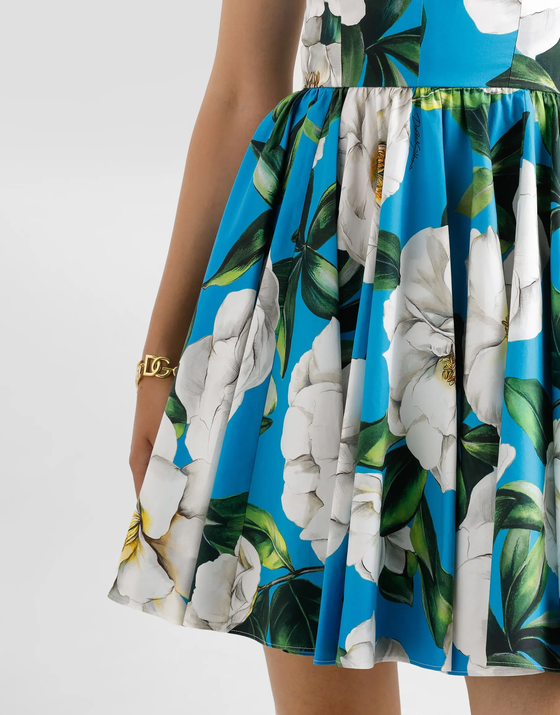 Corset dress with bouquet print
