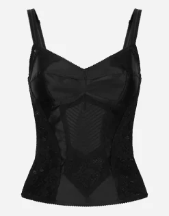 Corset lace and satin top