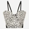 Corset top with rhinestone embellishment