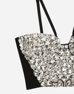 Corset top with rhinestone embellishment