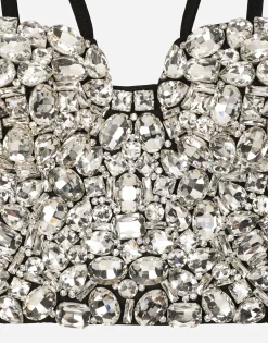 Corset top with rhinestone embellishment