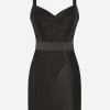 Corset-style lace and satin minidress