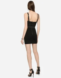 Corset-style lace and satin minidress