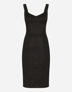 Corset-style midi dress in powernet and lace