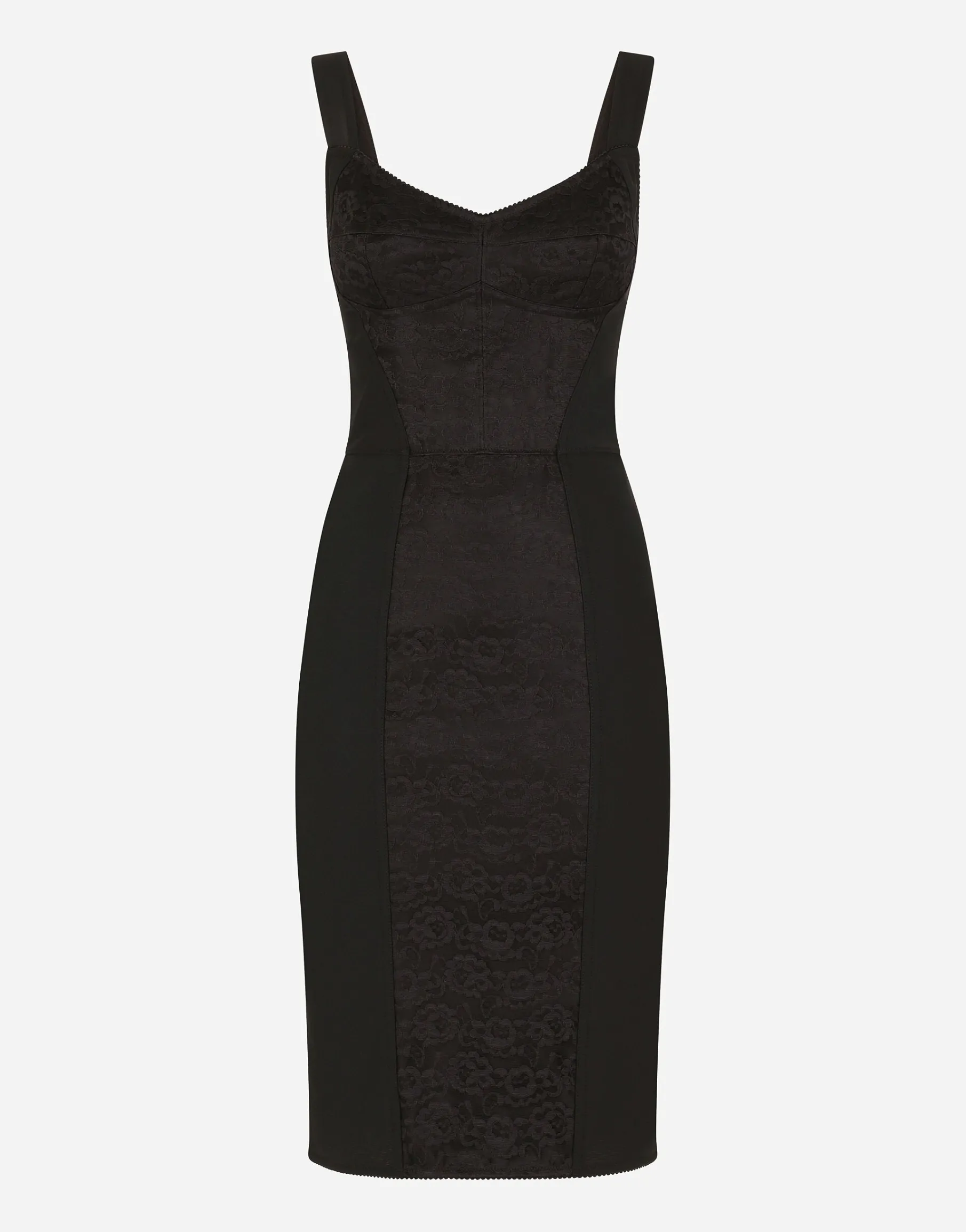 Corset-style midi dress in powernet and lace