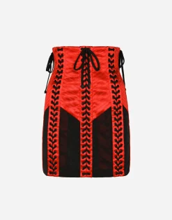 Corset-style miniskirt with laces and eyelets